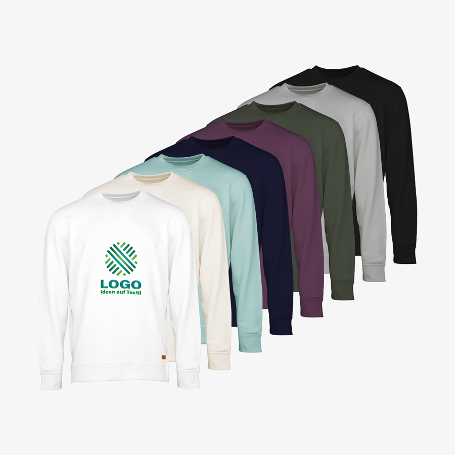 Organic-Sweatshirts für Herren von Russell in verschiedenen Farben, mit Digitaldruck