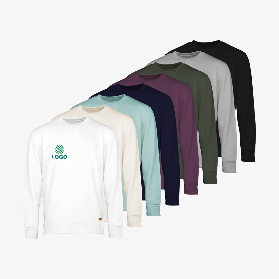 Organic-Sweatshirts für Herren von Russell in verschiedenen Farben, mit Stickerei