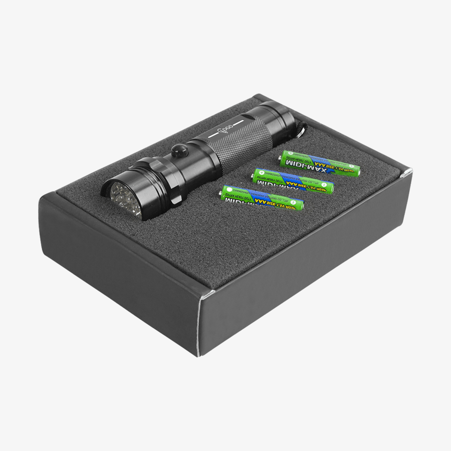 Personalisierte Batterie-Taschenlampe in Geschenkbox, Batterien inklusive
