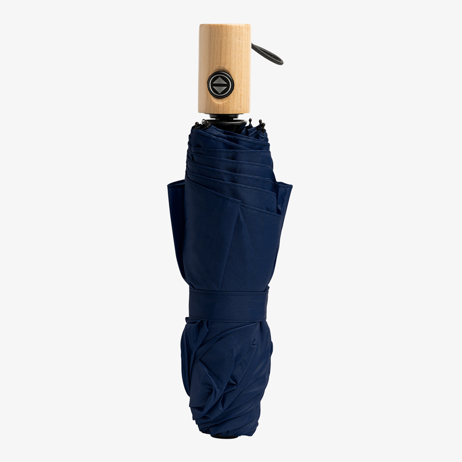 Automatik-Taschenschirm mit Holzgriff und Handschlaufe, ohne Personalisierung