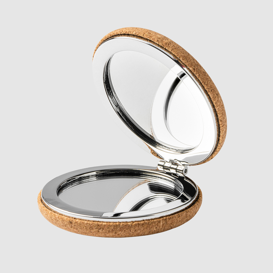 Runder doppelseitiger Taschenspiegel mit Kork, Durchmesser 6,1 cm