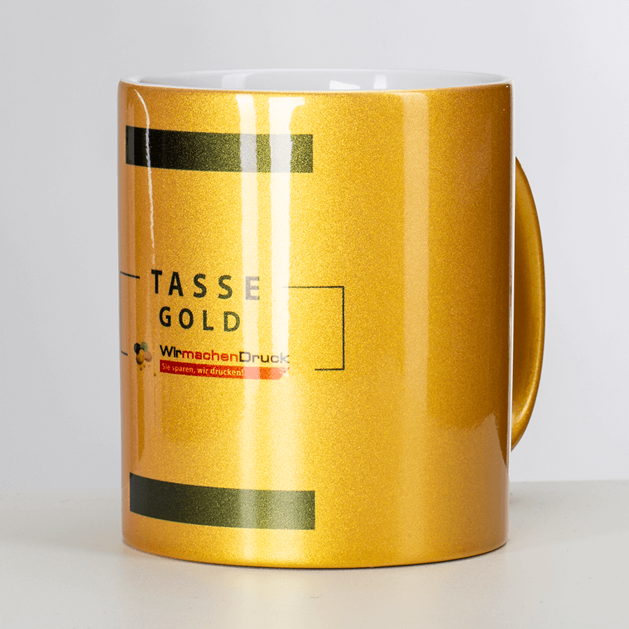 Tasse aus Keramik (340 ml) in Gold-Metallic mit vollfarbigem Druck