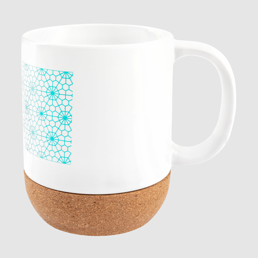 Große Keramiktasse mit Korkboden, einfarbig bedruckt im eigenen Design