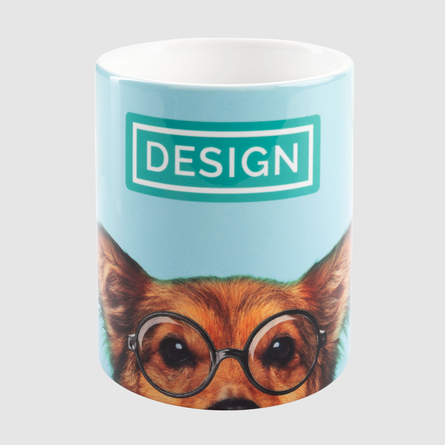 Schlichte Keramiktasse für 300 ml, vollfarbig bedruckt im eigenen Design