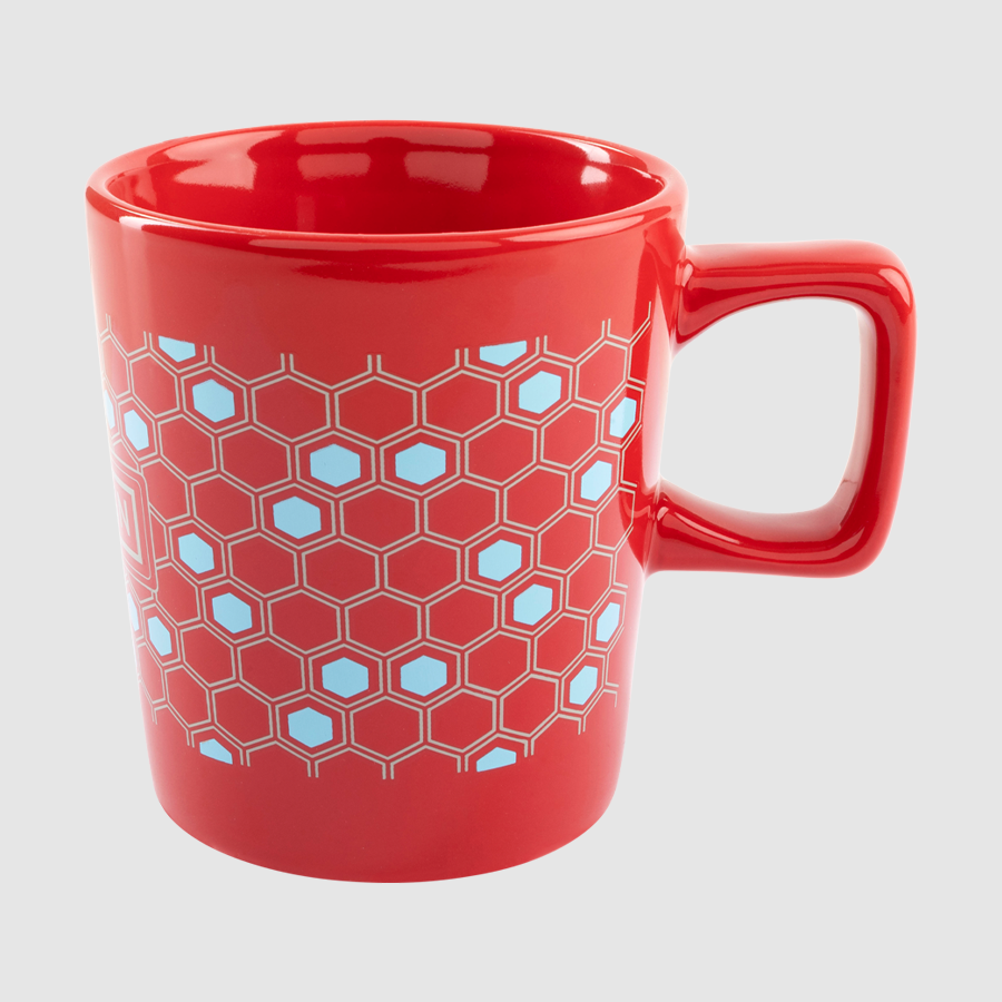 Konische Tasse einfarbig mit rechteckigem Henkel, Keramikdruck 1-farbig, Fassungsvermögen 280 ml, Seitenanischt
