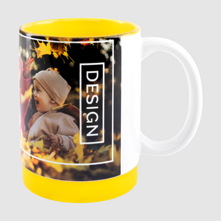 Tasse mit farbigem Silikonring und farbiger Innenseite, Außenseite individuell bedruckt