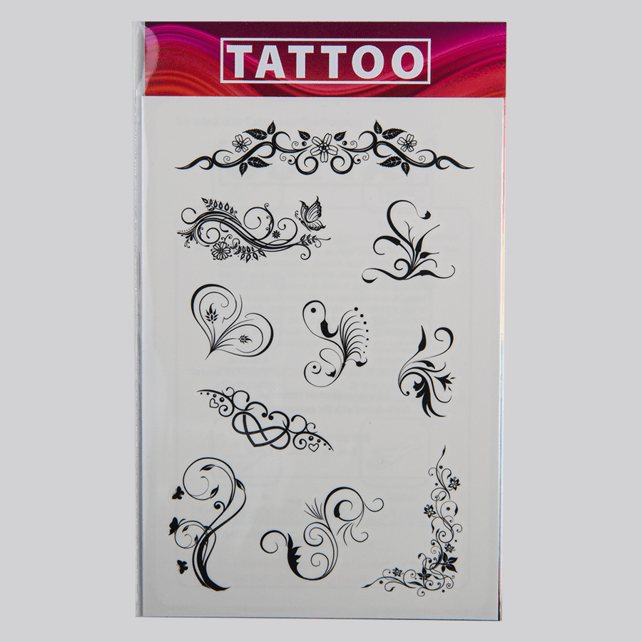 Temporäre Tattoos zum Aufkleben mit schwarzen Motiven