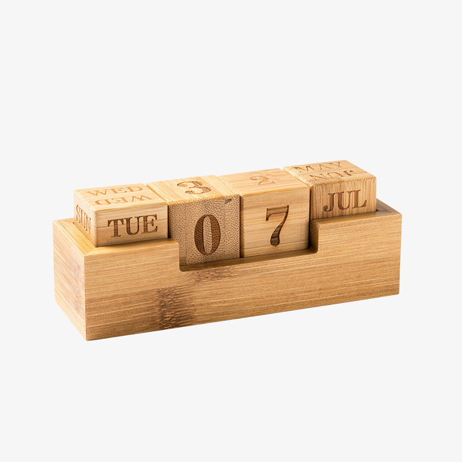 Ewiger Kalender aus Holz und Bambus, unveredelt