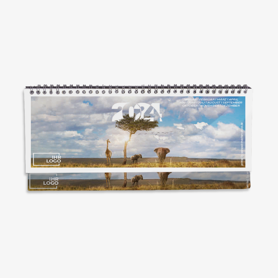 Tischkalender mit verlängerter Rückpappe, hochwertiges Wildlife-Design 