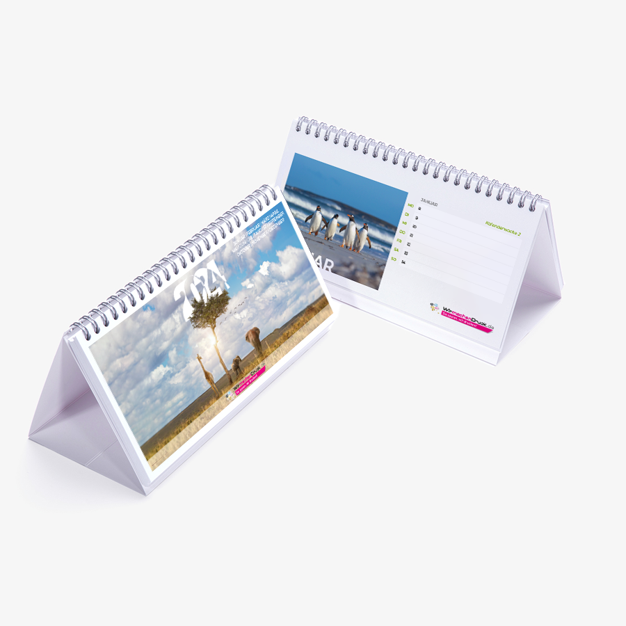 Kalendermuster Wochentischkalender, im Design Wildlife, Querformat