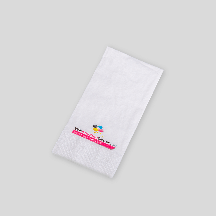 Tissue-Serviette mit 1/8-Falz und individuellem vollfarbigem Druck