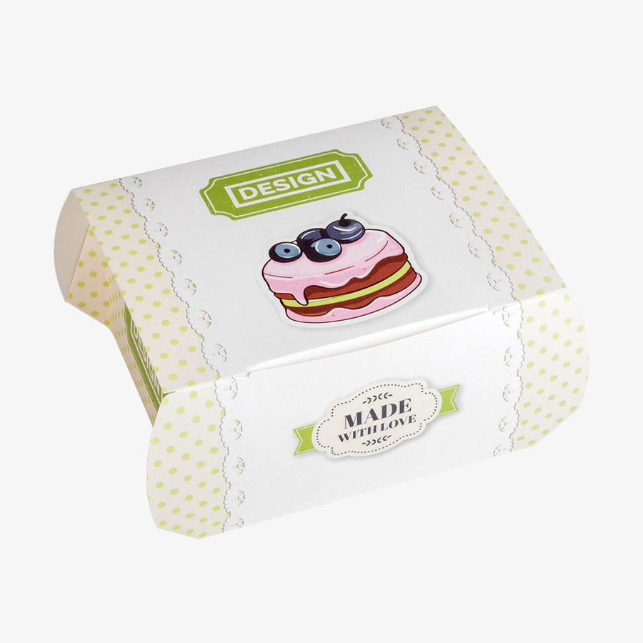 Tortenbox/Tortenkarton mit Logo bedruckt, mit Einstecklache, geschlossen, in Größe L