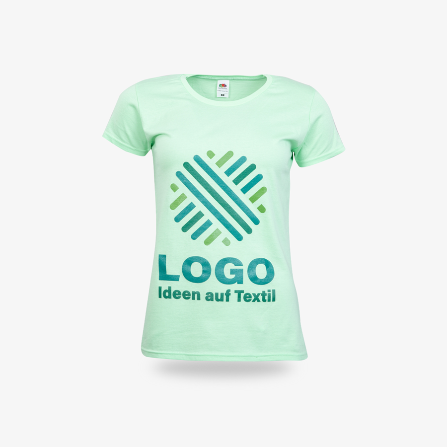 Premium-T-Shirt für Damen von Fruit of the Loom, Vorderseite bedruckt