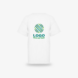 Weißes Basic-Kinder-T-Shirt von Fruit of the Loom mit bedruckter Rückseite