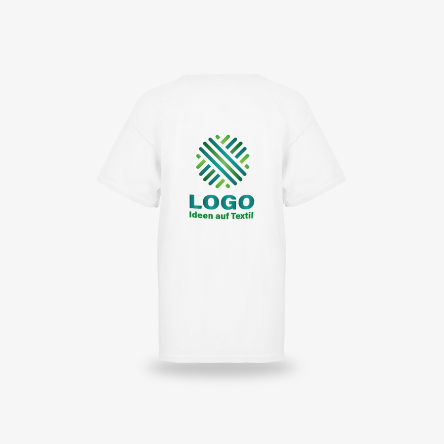 Weißes Basic-Kinder-T-Shirt von Fruit of the Loom mit bedruckter Rückseite