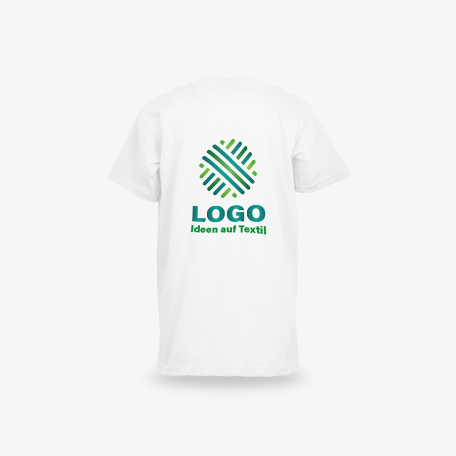 Premium-T-Shirt für Kinder in Weiß von B&C Collection mit bedruckter Rückseite