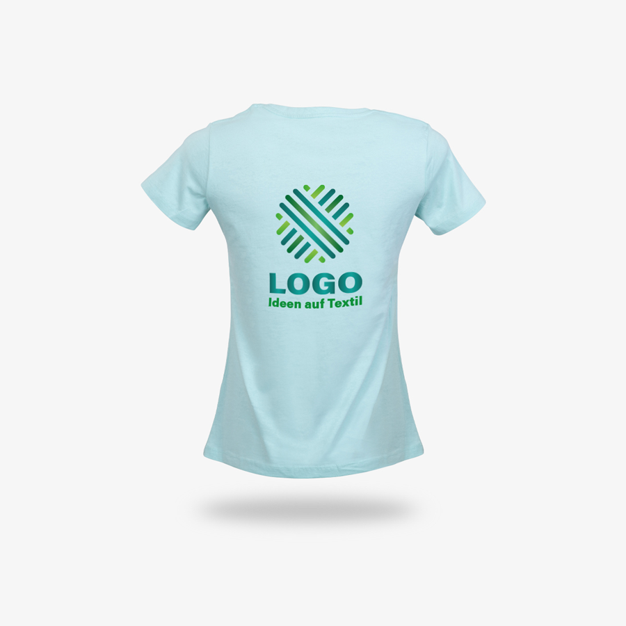 Organic-T-Shirt von Russell für Damenm Rückseite individuell bedruckt