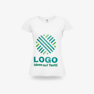Budget-Damen-Shirt in Weiß mit Logo auf Vorderseite