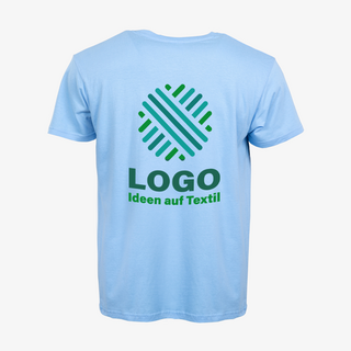 Premium-Herren-T-Shirt in Blau mit bedruckter Rückseite, Siebdruck