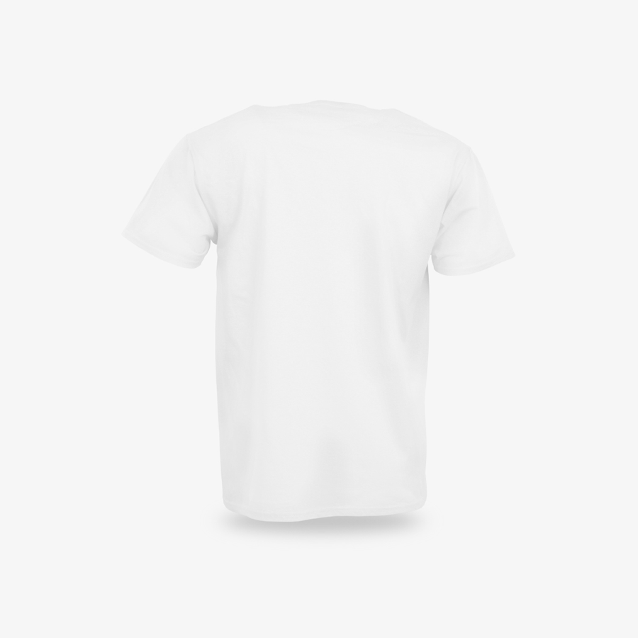 Unbedruckte Rückseite eines weißen Herren-Basic-Shirts von Fruit of the Loom