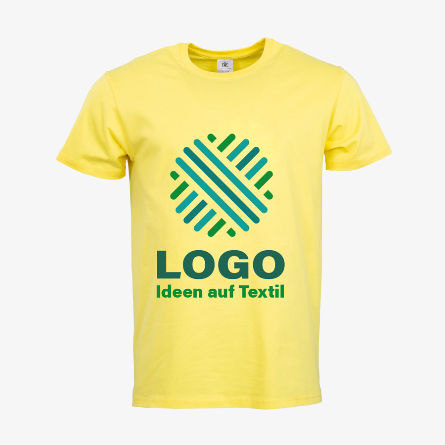Gelbes Herren-T-Shirt im Premiummodell mit bedruckter Vorderseite