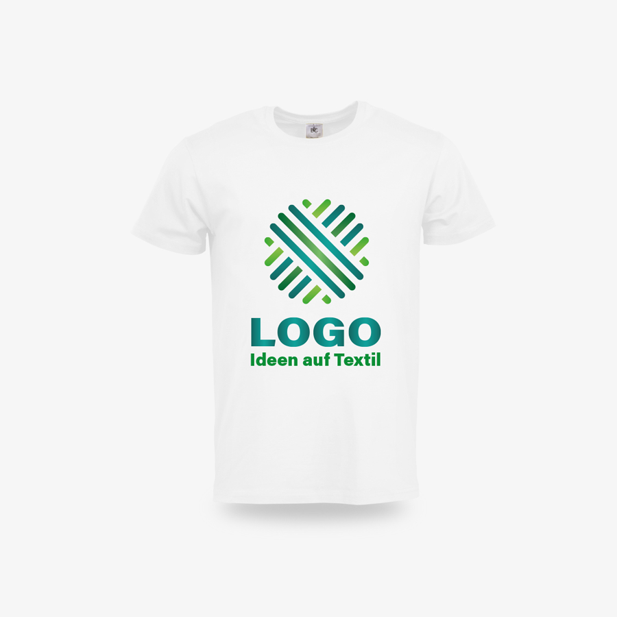 Weißes Premium-T-Shirt für Herren, mit individuellem Wunschdruck und Rundhalsausschnitt