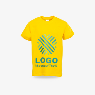 Gelbes Basic-Kinder-Shirt mit individuell bedruckter Vorderseite