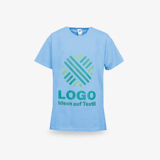 Budget-T-Shirt für Kinder in Hellblau mit bedruckter Vorderseite von Fruit of the Loom