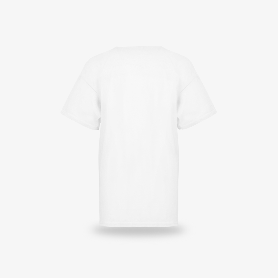 Weißes Budget-Kinder-Shirt der Marke Fruit of the Loom von hinten unbedruckt