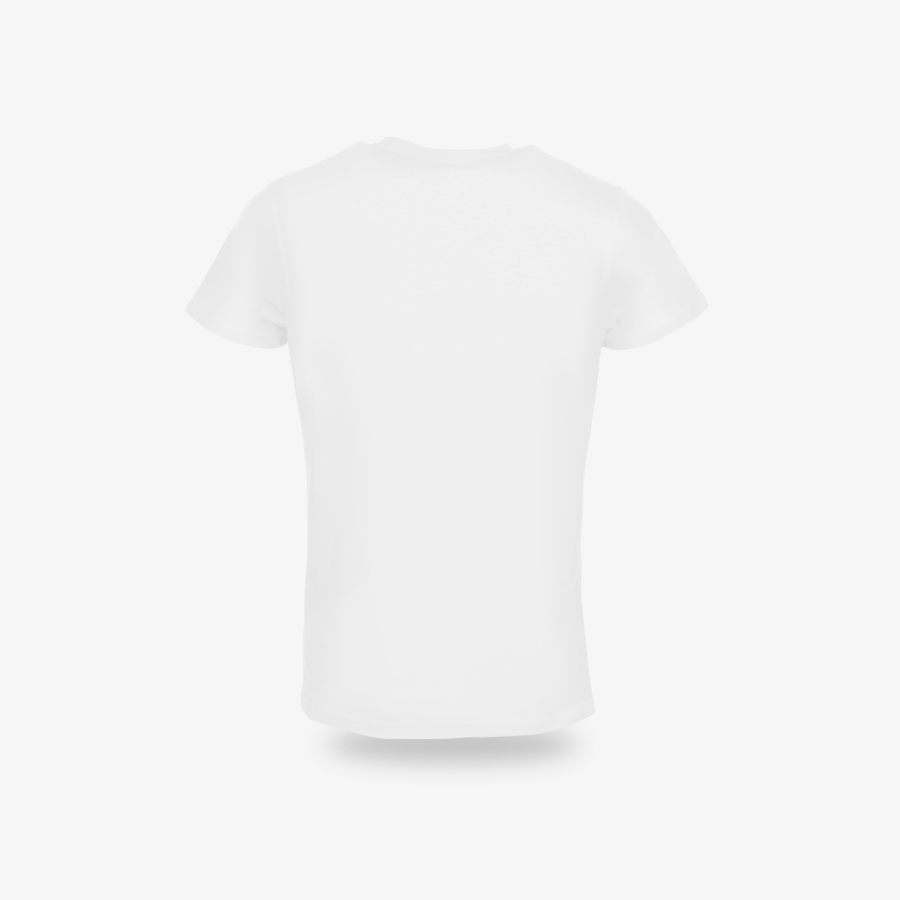 Rückseite eines weißen, individuell bedruckbaren Organic-T-Shirts für Herren