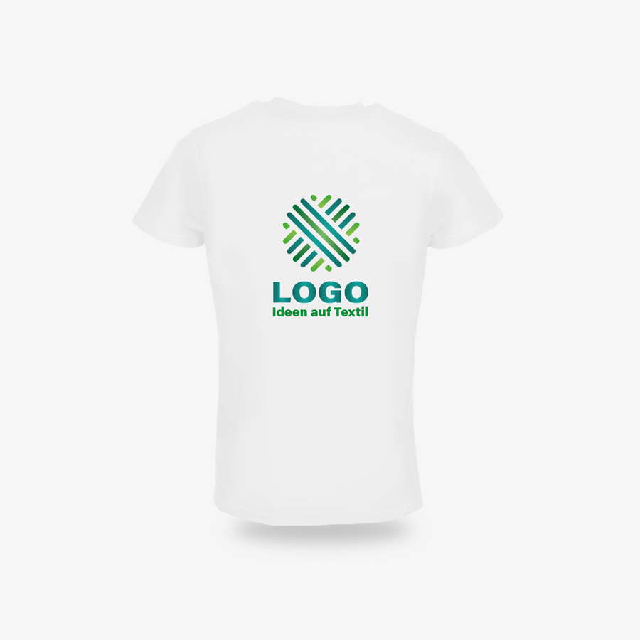 Weißes Organic-T-Shirt für Herren mit individuellem Digitaldruck auf der Rückseite