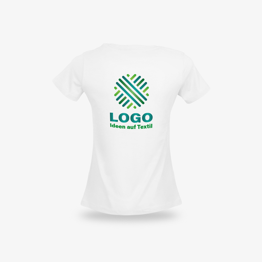 Rückseite mit Logo eines Organic-T-Shirts in Weiß von Russell