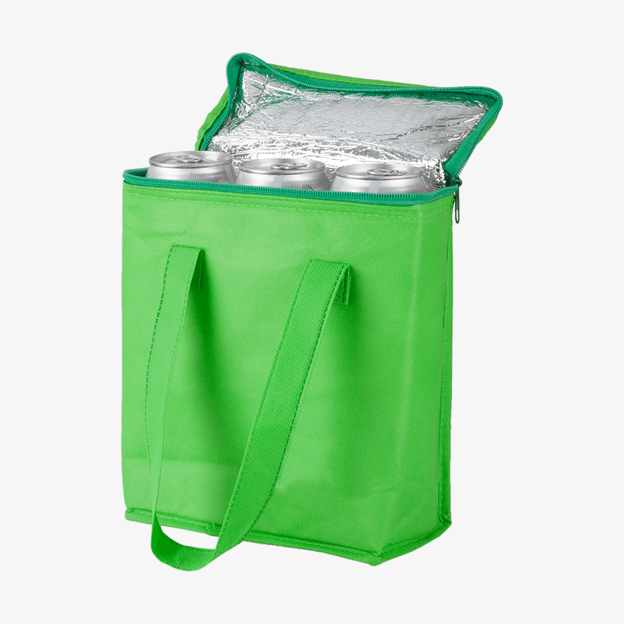 Grüne Kühltasche aus Non-Woven mit Reißverschluss ohne Aufdruck