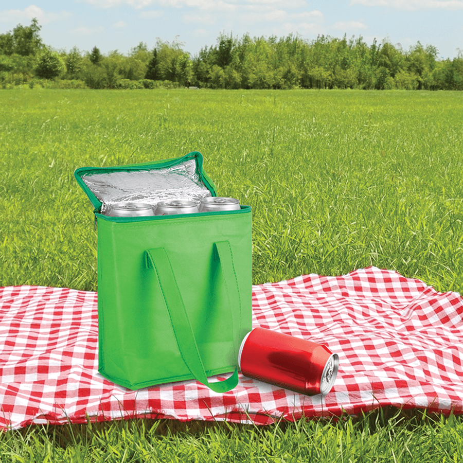 Unbedruckte Non-Woven-Kühltasche mit Reißverschluss und einer Innenbeschichtung aus geschäumter Thermofolie