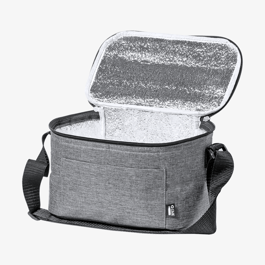 Unbedruckte Picknicktasche mit Reißverschluss, aus RPET und mit Aluminiumpolsterung