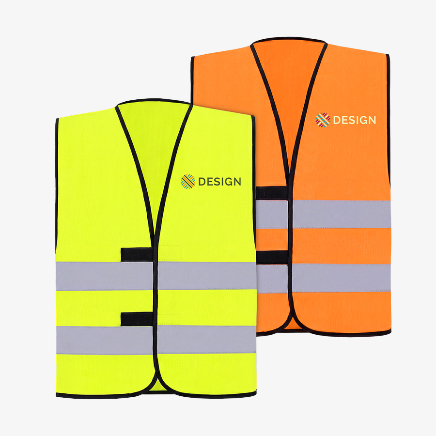 Warnwesten für Erwachsene als Unisex-Signalweste in Neongelb und Neonorange auf der Brust bedruckt