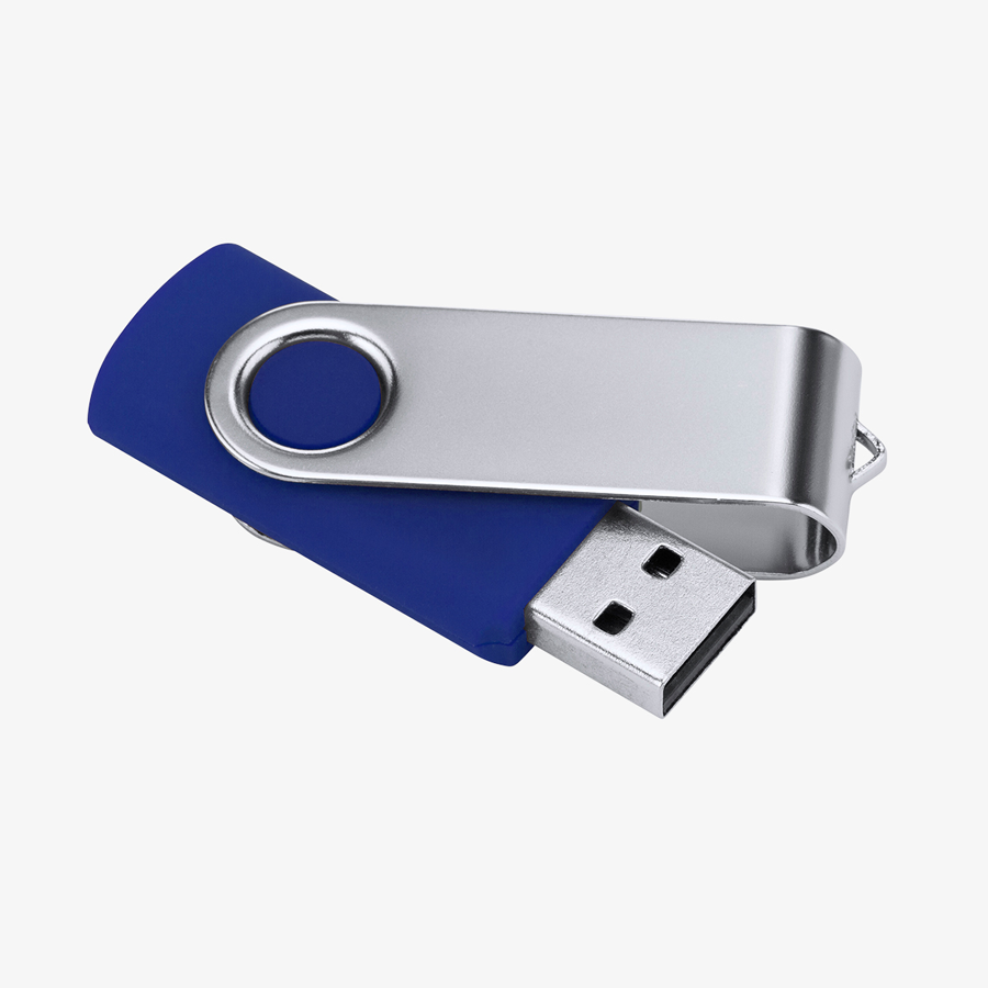 USB-Stick mit Metallbügel und 16 oder 32 GB in Blau, ohne Personalisierung