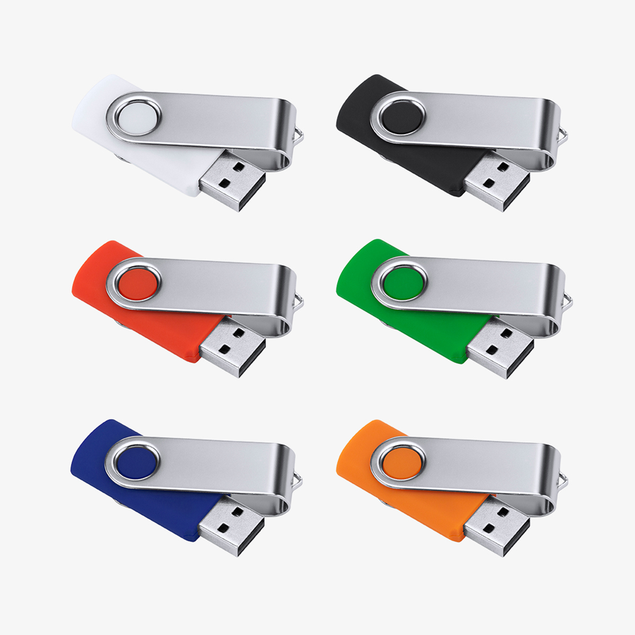 USB-Sticks mit Metallbügel (16 oder 32 GB) in vielen Farben, unveredelt