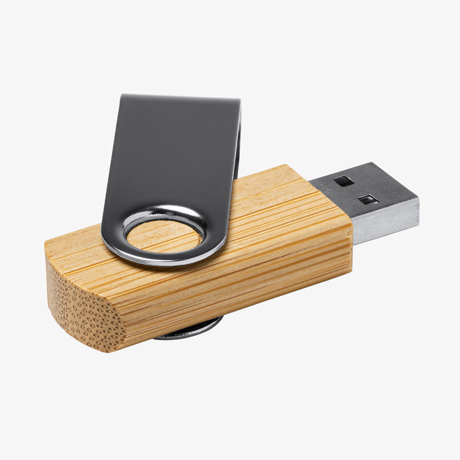USB-Stick aus Bambus mit Metallbügel (16 GB), ohne Personalisierung