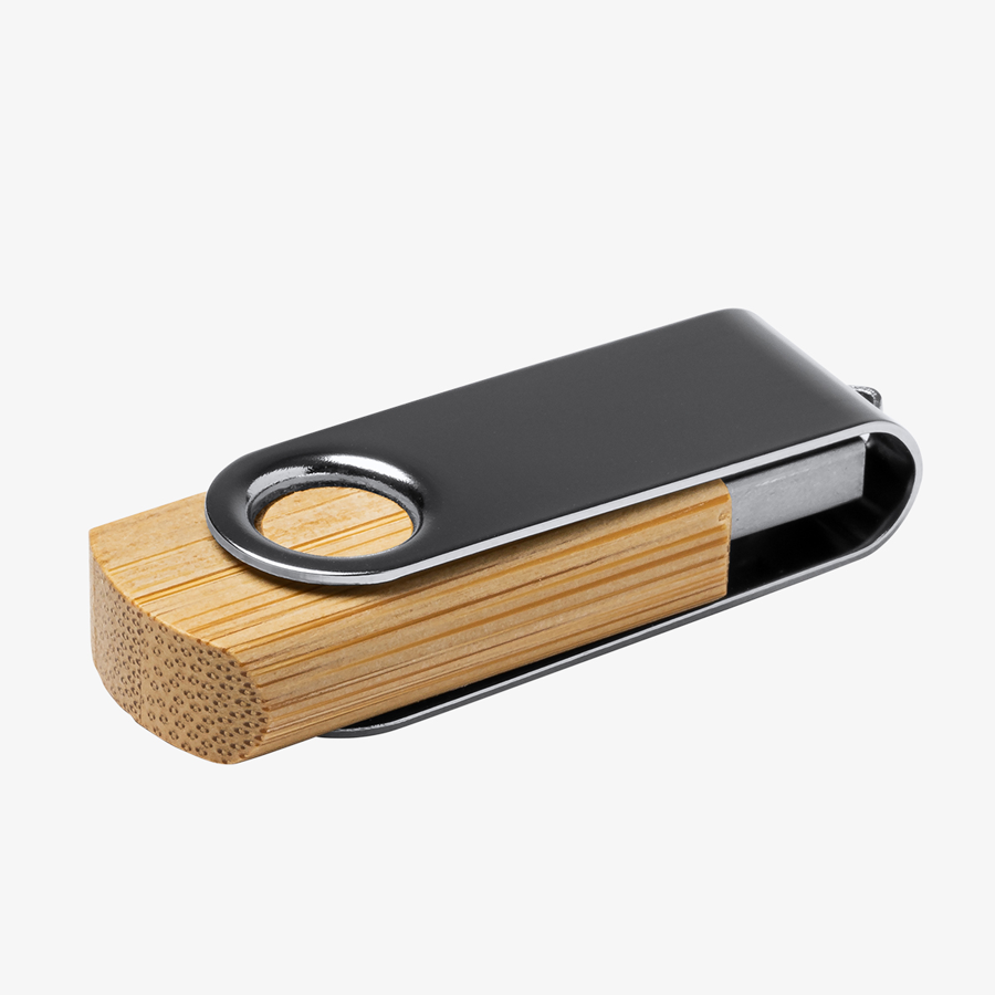Bambus-USB-Stick mit Metallbügel (16 GB), ohne Personalisierung
