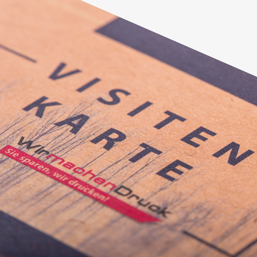  Visitenkarten aus Kraftpapier mit doppelseitiger und vollfarbige Bedruckung in 283 g/m² Stärke