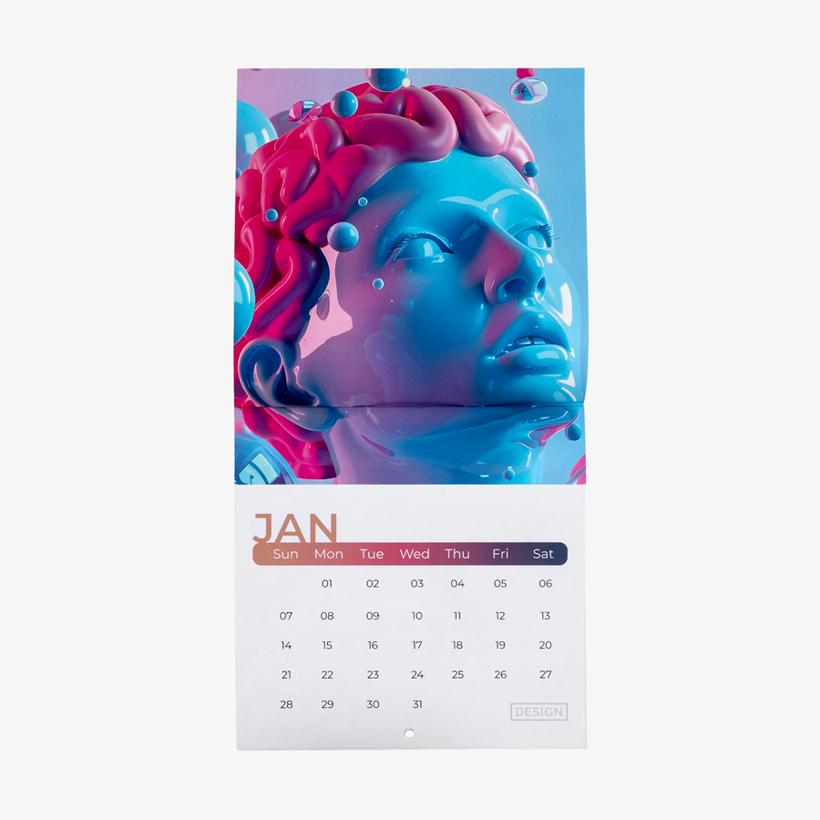 Wandkalender mit Drahtheftung und Lochung mit vollfarbigem Druck