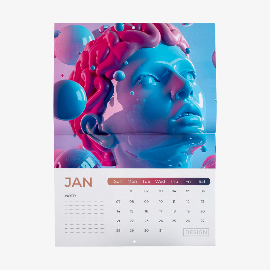 Wandkalender mit Drahtheftung in DIN A4, individuell und vollfarbig bedruckbar
