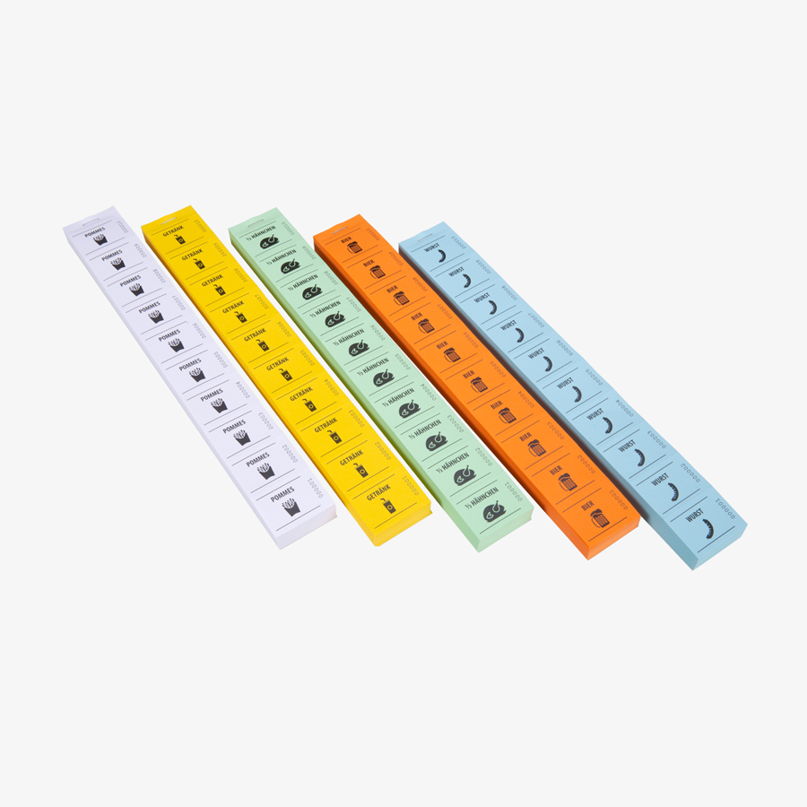 Auswahl von farbigen und nummerierten Wertmarkenblöcken, individuell bedruckt 