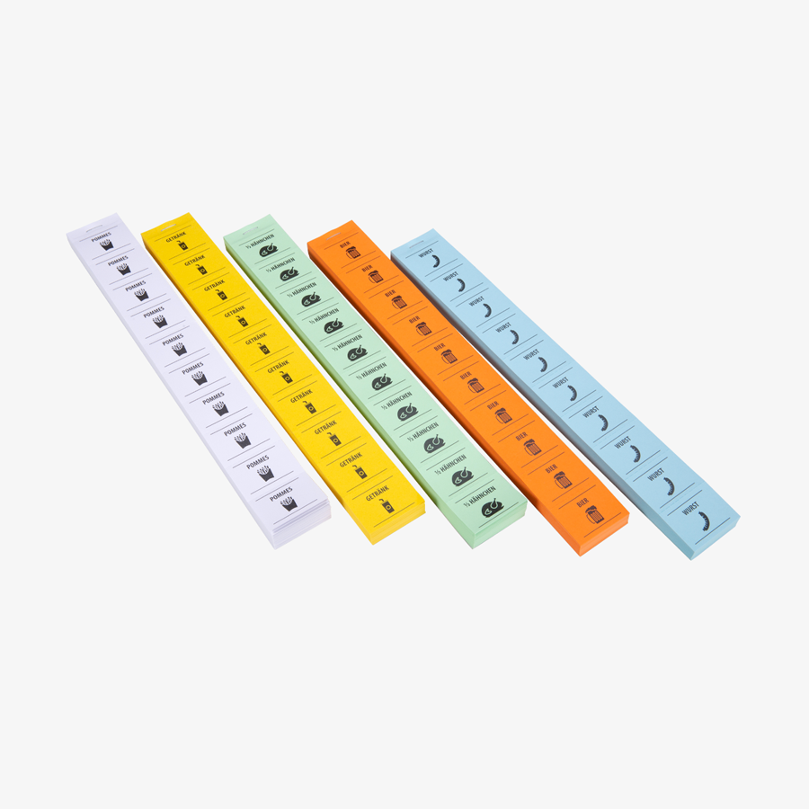 Auswahl von farbigen Wertmarkenblöcken ohne Nummerierung, mit individuellem Druck 