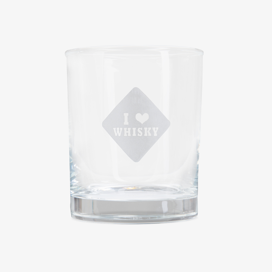 Individuell graviertes Tumbler Whiskyglas mit 88 mm Höhe und einem Eigengewicht von 225 g