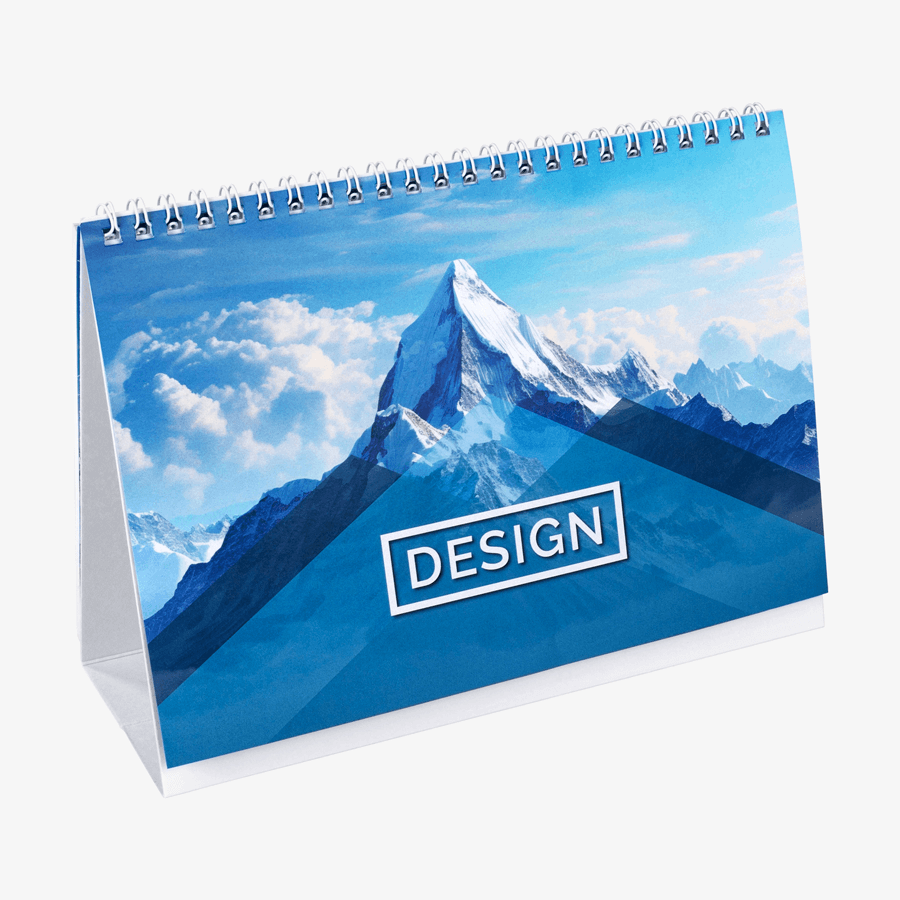 Aufstellbarer Wochentischkalender im Querformat mit 4/0-farbigem Druck