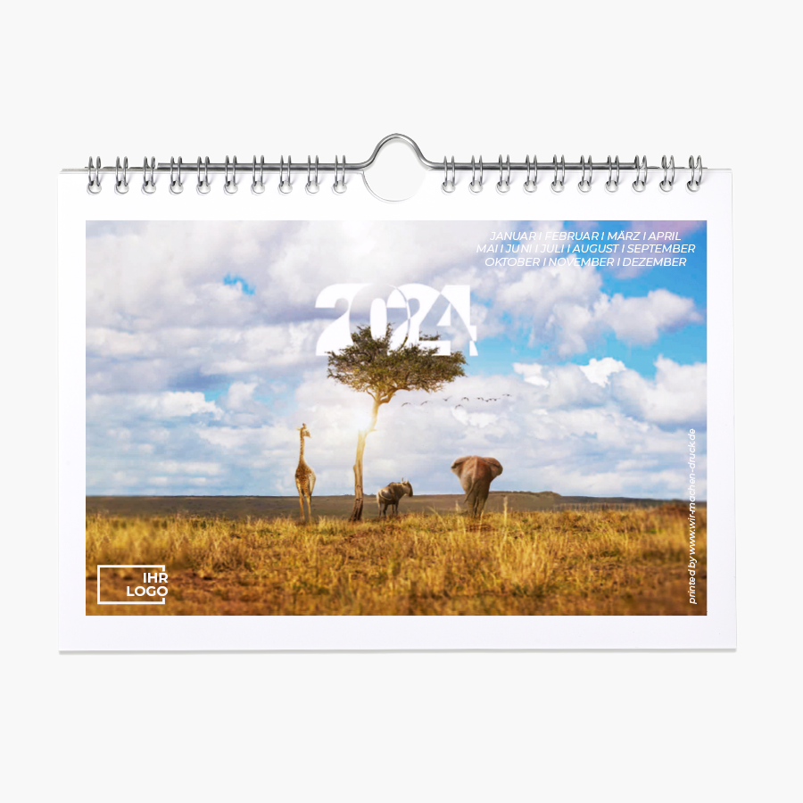 Wochenwandkalender im Querformat und im Design Wildlife