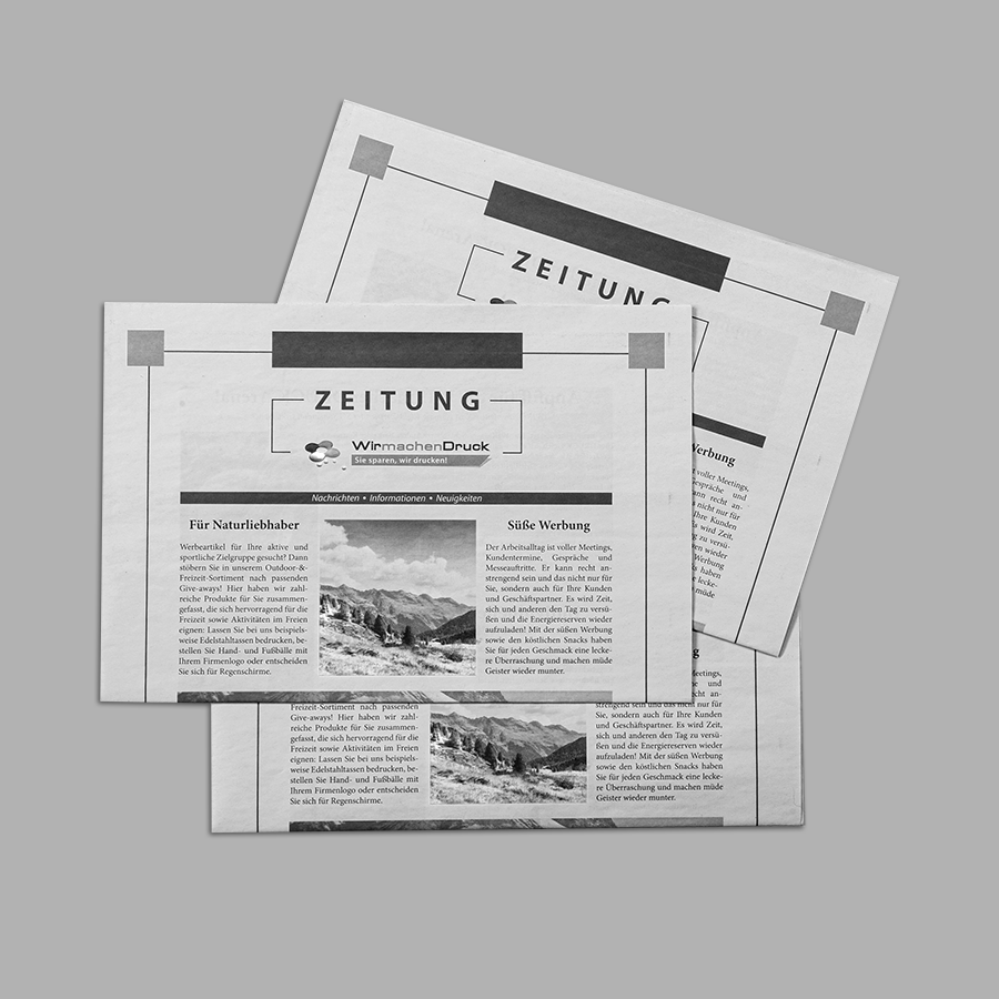 Zeitung im Rollenoffsetdruck, im Format ca. DIN A4 und in Schwarz-Weiß
