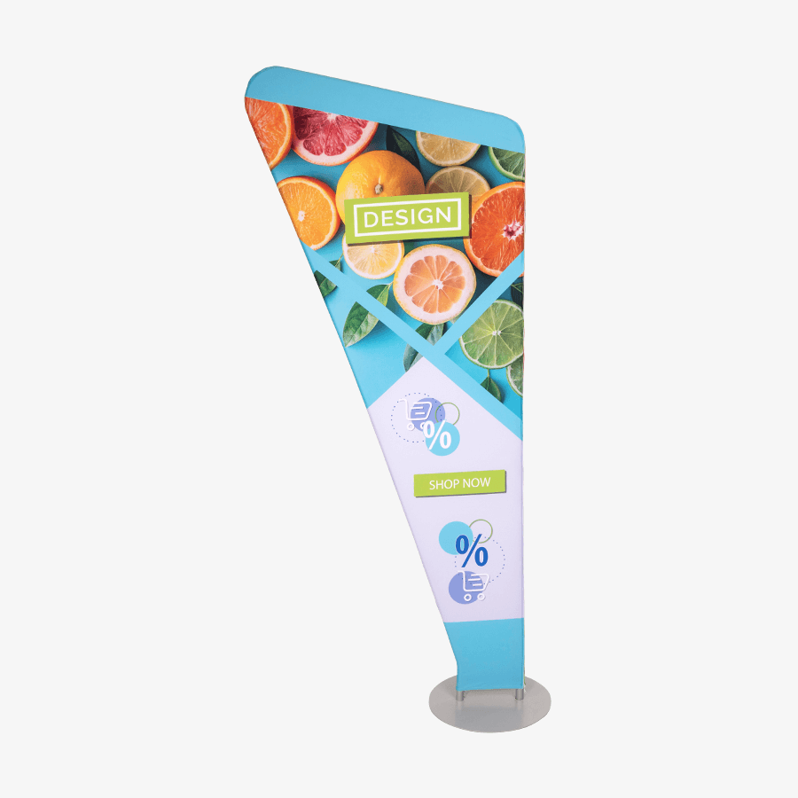 108 x 254 cm großes Zipper-Banner Triangle mit vollfabrig bedrucktem Stoff